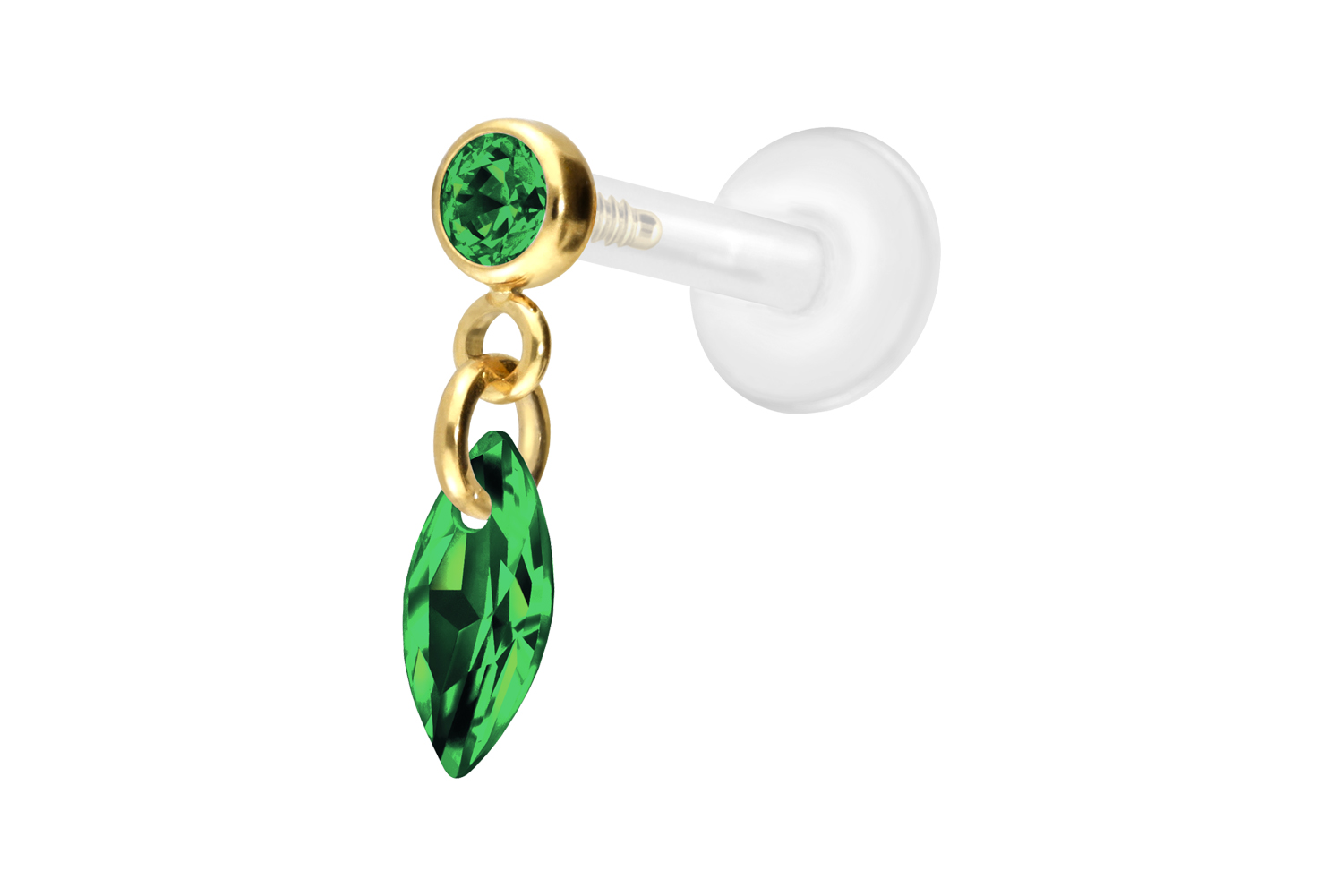 PTFE Labret Piercing mit Innengewinde + Titan-Aufsatz KRISTALLOVAL